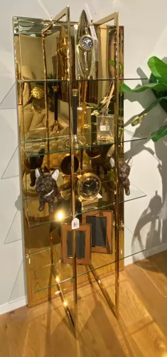 By Kohler Einzigartig und handgefertigt  Schrank Manville 80x35x200cm glänzend Gold Klarglas (202390)