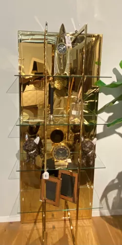 By Kohler Einzigartig und handgefertigt  Schrank Manville 80x35x200cm glänzend Gold Klarglas (202390)