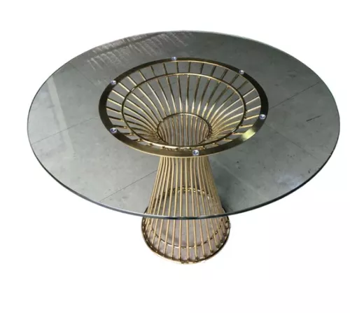 By Kohler Einzigartig und handgefertigt  Runder Tisch Gold Schwarz Glas 12x120x76 cm (202394)