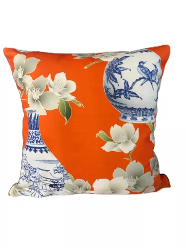 By Kohler Einzigartig und handgefertigt  Kissen China Vase Orange 40x40cm (202435)