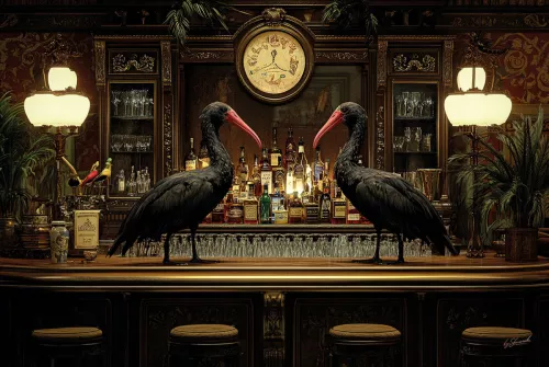By Kohler Einzigartig und handgefertigt  Vögel auf der Bar 120x80cm (202457)