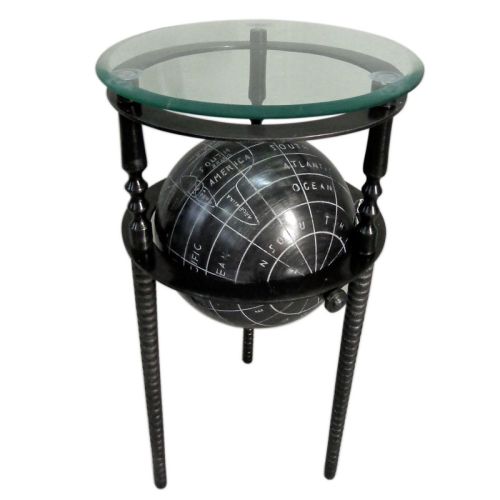 By Kohler Einzigartig und handgefertigt  Tisch integrierter Globus 35x35x63cm schwarz (115685)