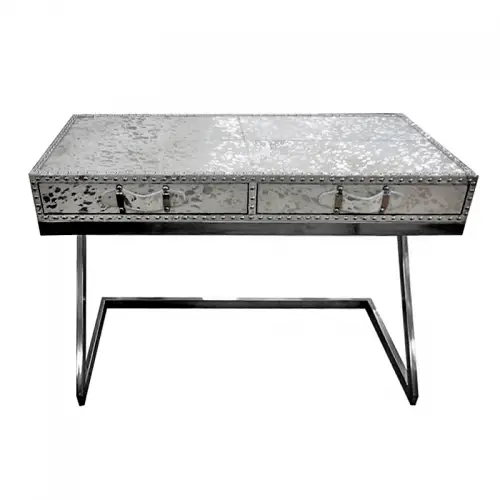 By Kohler Einzigartig und handgefertigt  Writing Desk Titan 110x50x75cm (Silver Foil) (110015)