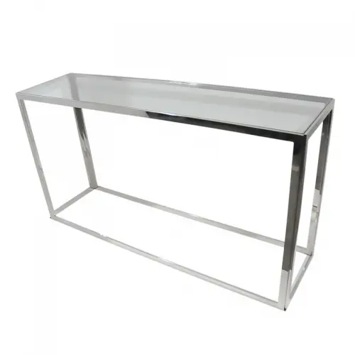 By Kohler Einzigartig und handgefertigt  Tisch Allan 150x40x78cm Klarglas silber (110828)