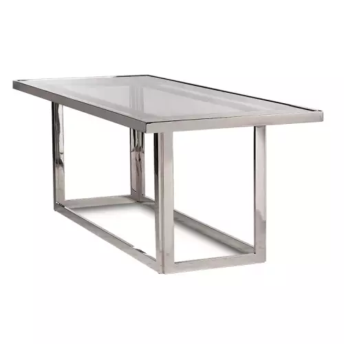By Kohler Einzigartig und handgefertigt  Tisch Brandfort 220x90x77cm SILBER Klarglas (110825)