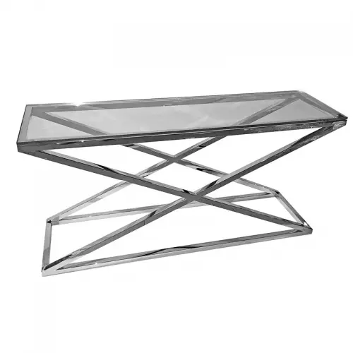 By Kohler Einzigartig und handgefertigt  Tisch Harper 150x40x74cm Klarglas silber (110812)