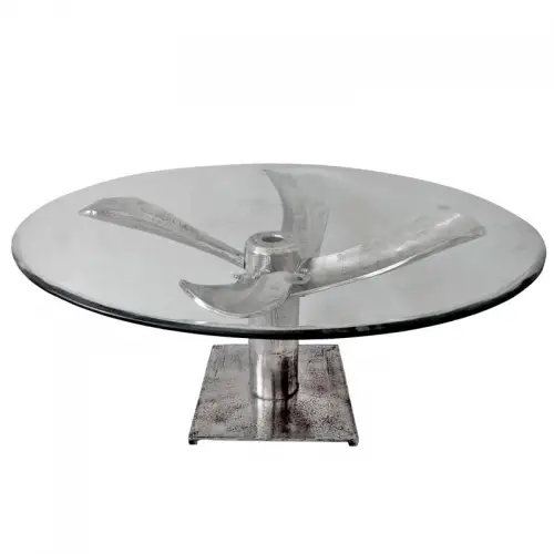 By Kohler Einzigartig und handgefertigt  Tisch Kashton 100x100x52cm Silber Propeller (112881)
