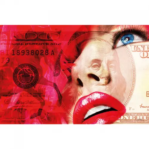 By Kohler Einzigartig und handgefertigt  Rote Lippen + Geld 120x180x2cm (114103)