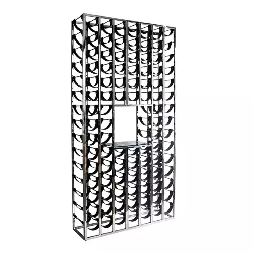 By Kohler Einzigartig und handgefertigt  Stainless steel wine cabinet black belts clear glass 114x32x220cm  (200802)