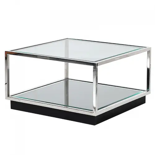 By Kohler Einzigartig und handgefertigt  Coffee Table Kohen 65x65x40cm With Clear Glass/Mirror (114728)