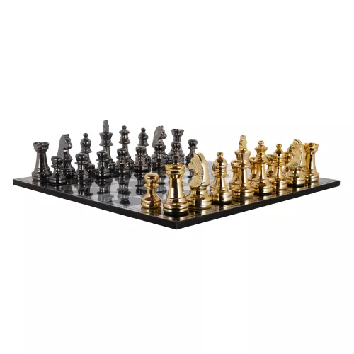 By Kohler Einzigartig und handgefertigt  Game 61x61cm Chess Board Gold/Black (201567)