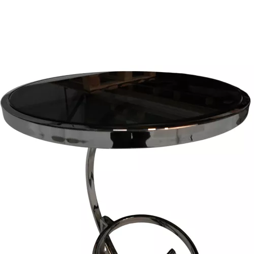 By Kohler Einzigartig und handgefertigt  Side Table Milano 50x50x57cm With Black Glass (201616)