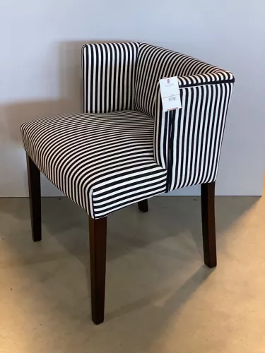 By Kohler Einzigartig und handgefertigt  Ausverkauft Clinton Side Esszimmerstuhl – SW Small Stripes – Kolonialbeine (101103)