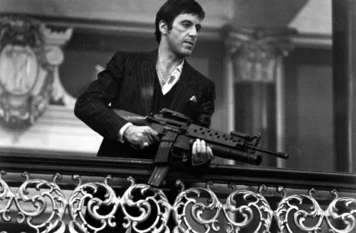 By Kohler Einzigartig und handgefertigt  Al Pacino Scarface mit Maschinengewehr 120x180cm (201988)